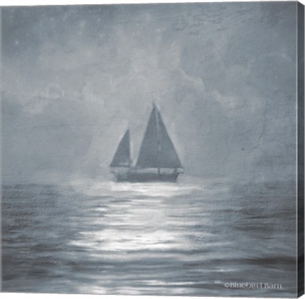 Framed Solo Blue Sea Sailboat Print