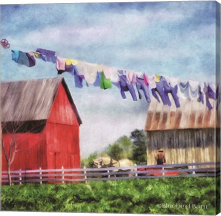 Framed Clothesline Farm Print