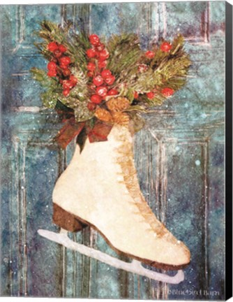 Framed Winter Skate with Floral Spray Print