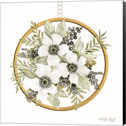 Framed Geometric Circle Muted Floral Print