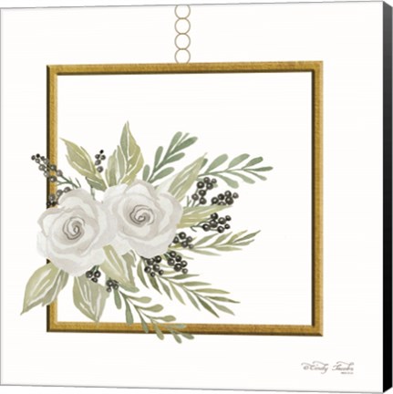 Framed Geometric Square Muted Floral Print