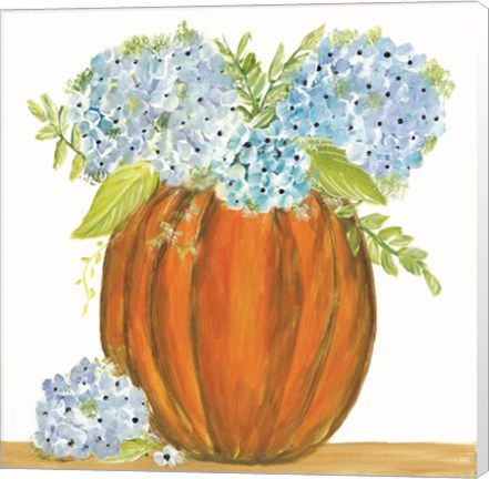 Framed Pumpkin Full of Hydrangeas Print