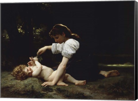 Framed Young Woman and Child, 1881 Print