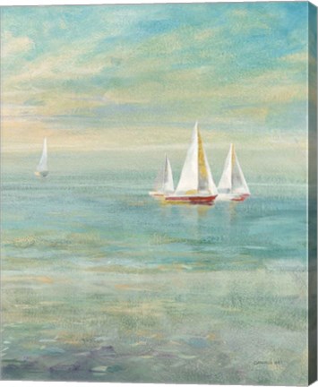 Framed Sunrise Sailboats II Nautical Print