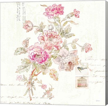 Framed Cottage Roses II Print