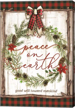 Framed Peace on Earth Buffalo Plaid Print