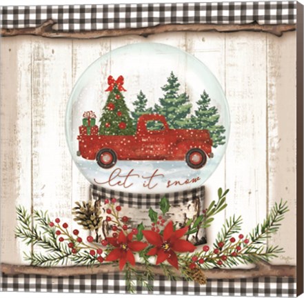 Framed Let it Snow Red Truck Print