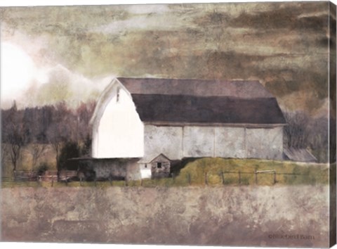 Framed Rustic White Barn Scene I Print