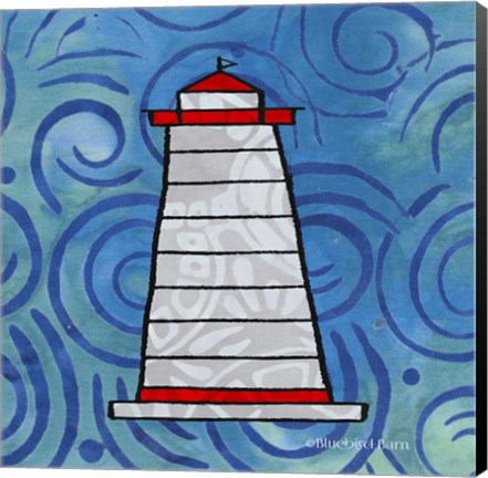 Framed Whimsy Coastal Conch Lighthouse Print