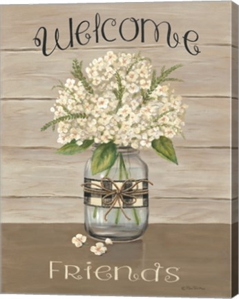 Framed Welcome Friends Mason Jar Print