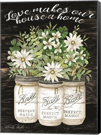 Framed White Jars - Love Makes Our House a Home Print