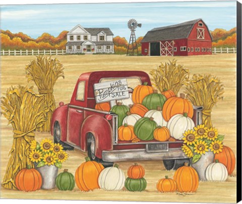 Framed Pumpkins for Sale Red Truck Farm Print