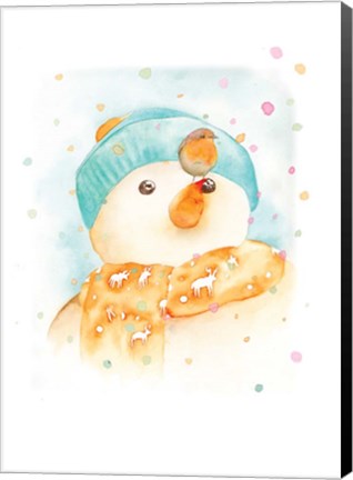 Framed Snowman and Robin Print