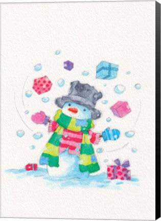 Framed Juggling Snowman Print