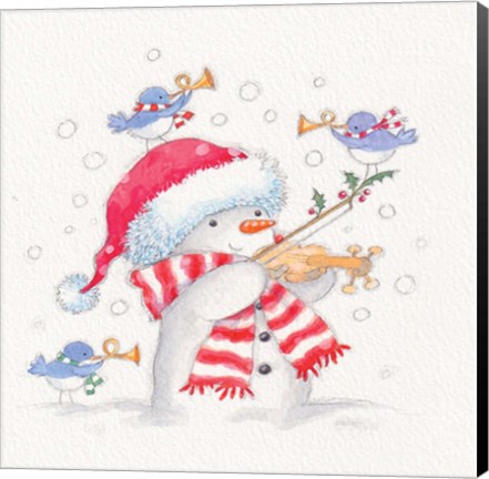 Framed Snowman and Violin Print