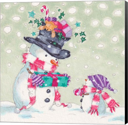 Framed Snowman and Gifts II Print