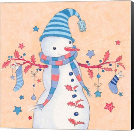 Framed Snowman and Stockings Print