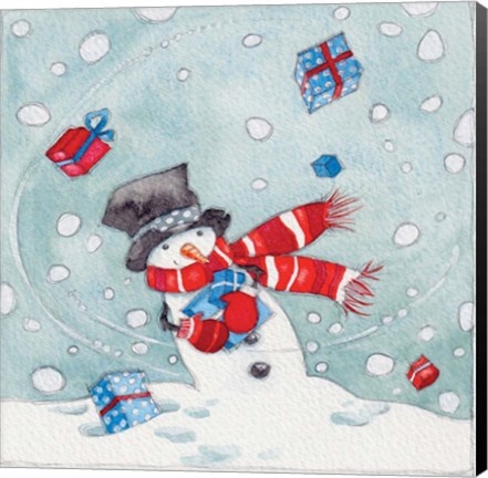 Framed Juggling Snowman II Print