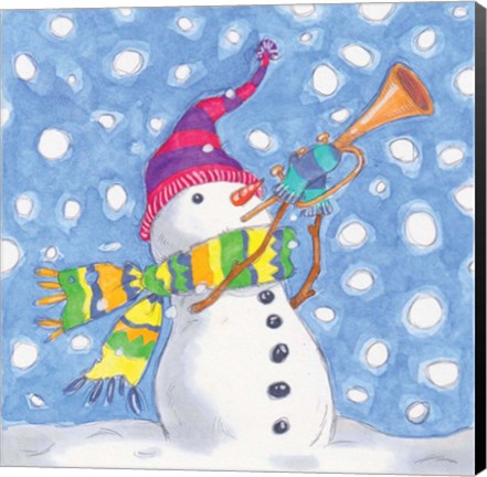 Framed Snowman Trumpet Print