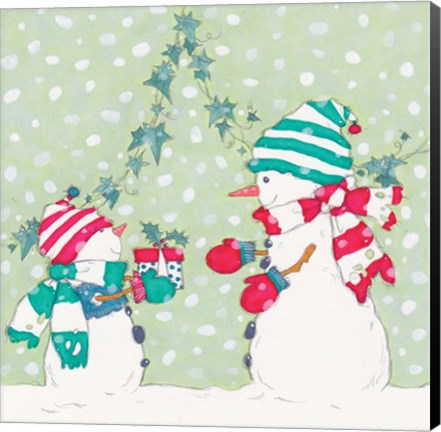 Framed Snowman and Gift Print