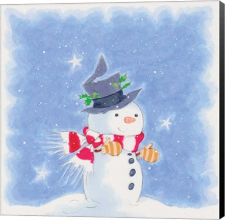 Framed Snowman in a Top Hat Print