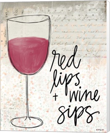 Framed Red Lips &amp; Wine Sips Print