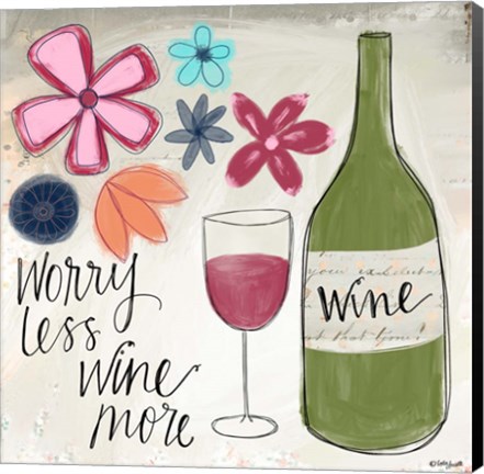 Framed Worry Less, Wine More Print