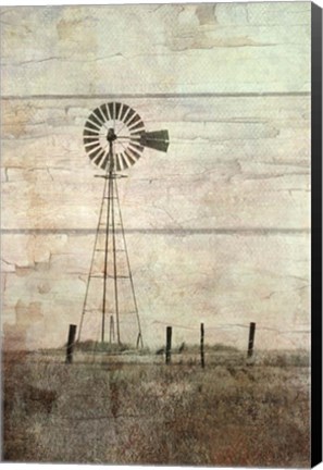 Framed Windmill on a Hill Print