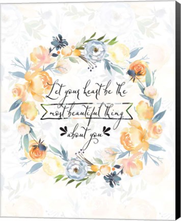 Framed Let Your Heart Floral Wreath Print