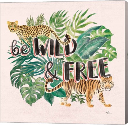 Framed Jungle Vibes VII - Be Wild and Free Pink Print