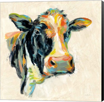 Framed Expressionistic Cow I Print