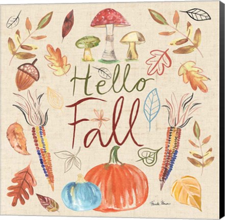 Framed Hello Fall I Sq Burlap Print