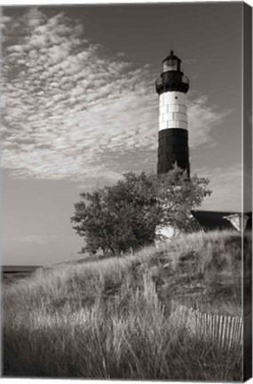 Framed Big Sable Point Lighthouse II BW Print