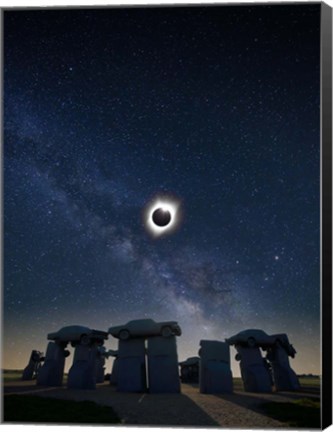 Framed Eclipse at Carhenge Print