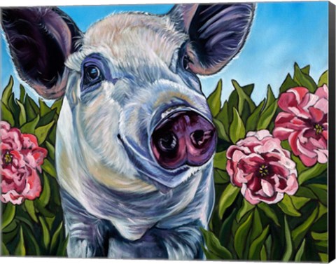 Framed Pigs and Peonies Print