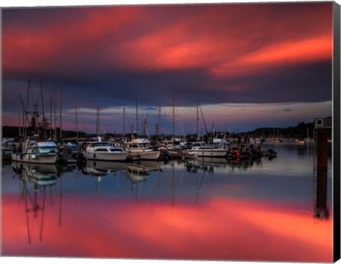 Framed Ganges Harbor Sunset Print