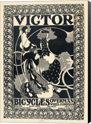 Framed Victor Bicycles (vertical, monochrome) Print