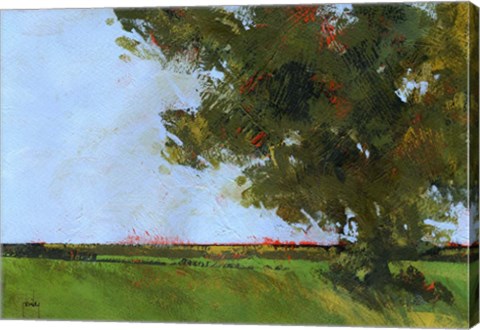 Framed Autumn Oak and Empty Fields Print