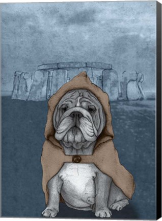 Framed English Bulldog with Stonehenge Print