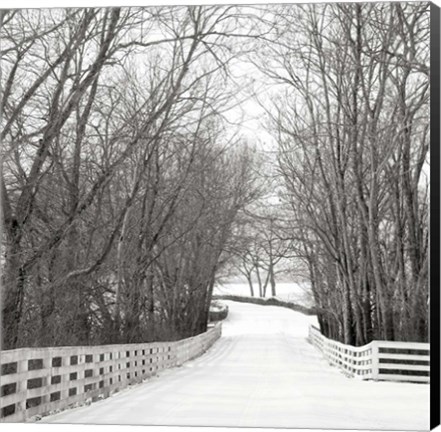 Framed Country Lane in Winter Print