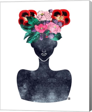 Framed Flower Crown Silhouette II Print