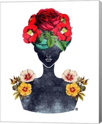 Framed Flower Crown Silhouette III Print