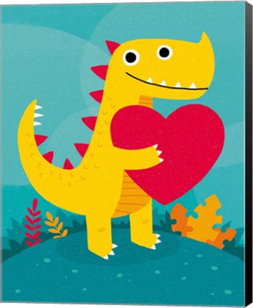 Framed Dino Love Print