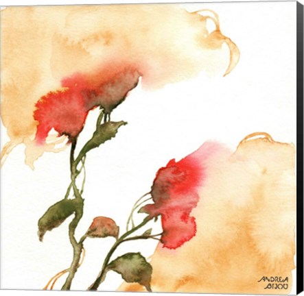 Framed Watercolor Floral Yellow and Red II Print