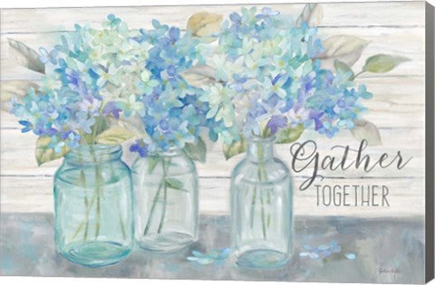 Framed Farmhouse Hydrangeas in Mason Jars -Gather Print