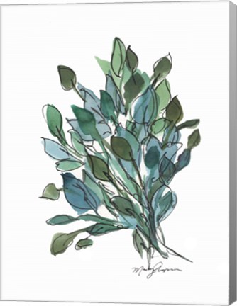 Framed Blue Green Leaves Print