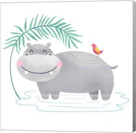 Framed Playful Pals- Hippo Print