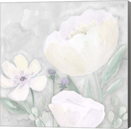 Framed Peaceful Repose Floral on Gray II Print