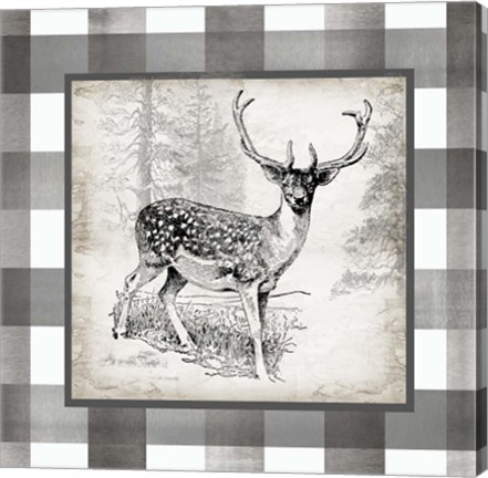 Framed Buffalo Check Deer Neutral I Print