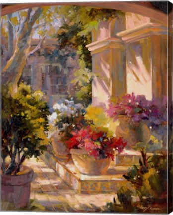 Framed Flowered Courtyard Print